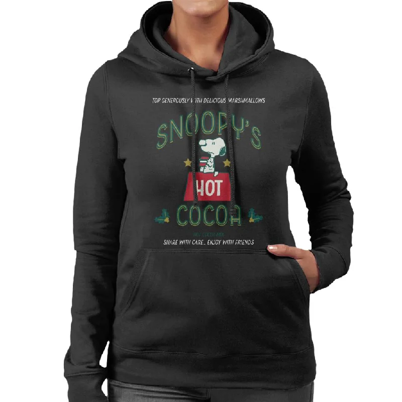 Peanuts Christmas Snoopy's Hot Cocoa Women's Hooded Sweatshirt Hoodie with Bell Sleeves Flared Feminine Peanuts Christmas Snoopy's Hot Cocoa Women's Hooded Sweatshirt Hoodie with Bell Sleeves Flared Feminine
