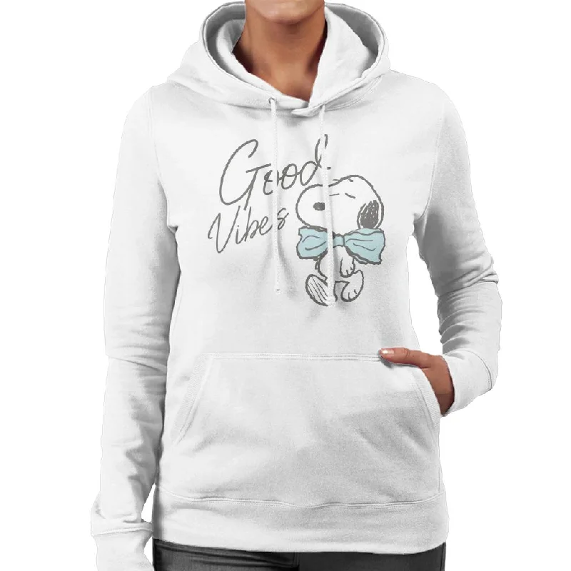 Peanuts Snoopy Good Vibes Bow Tie Women's Hooded Sweatshirt Hoodie with Pattern Geometric Abstract Peanuts Snoopy Good Vibes Bow Tie Women's Hooded Sweatshirt Hoodie with Pattern Geometric Abstract