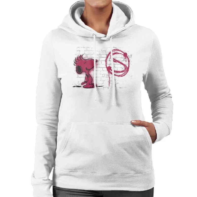 Peanuts Snoopy Red S Graffiti Women's Hooded Sweatshirt