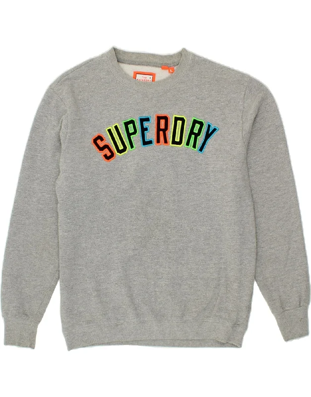 SUPERDRY Mens Graphic Sweatshirt Jumper Large Grey Cotton