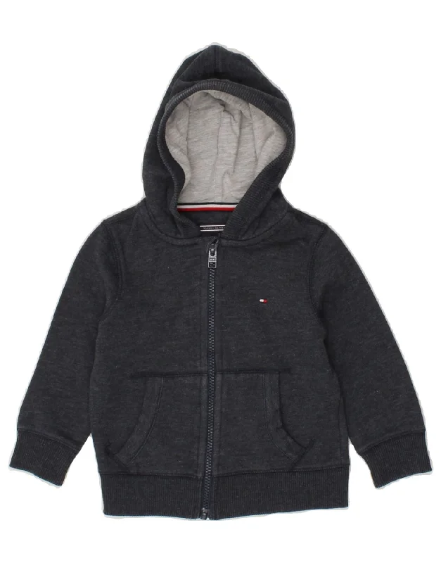 TOMMY HILFIGER Baby Boys Zip Hoodie Sweater 18-24 Months Grey Cotton