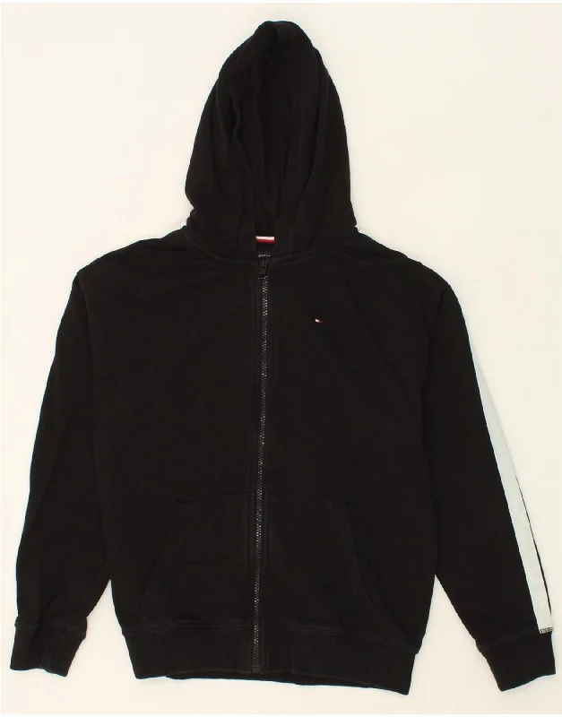 TOMMY HILFIGER Boys Zip Hoodie Sweater 13-14 Years Black Colourblock Hoodie with Elastic Waist Stretchable Comfortable TOMMY HILFIGER Boys Zip Hoodie Sweater 13-14 Years Black Colourblock Hoodie with Elastic Waist Stretchable Comfortable