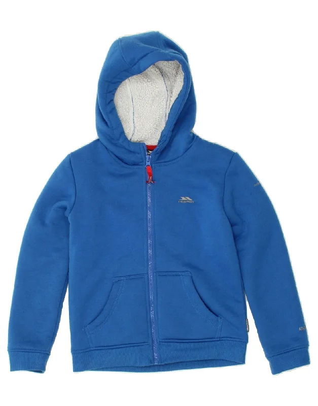 TRESPASS Boys Zip Hoodie Sweater 7-8 Years Blue Cotton