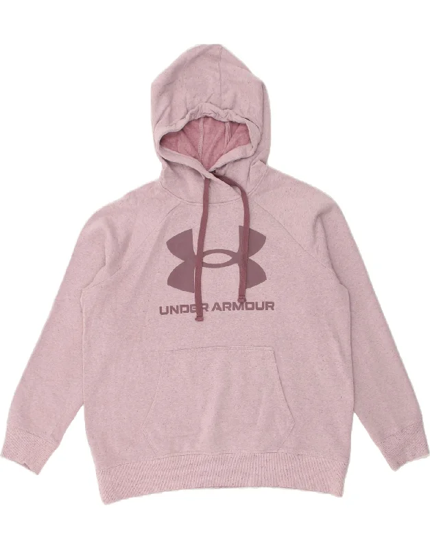 UNDER ARMOUR Womens Oversized Graphic Hoodie Jumper UK 16 Large Pink Hoodie with Snap Buttons Easy Quick UNDER ARMOUR Womens Oversized Graphic Hoodie Jumper UK 16 Large Pink Hoodie with Snap Buttons Easy Quick