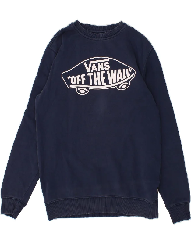 VANS Mens Graphic Sweatshirt Jumper Small Navy Blue Cotton