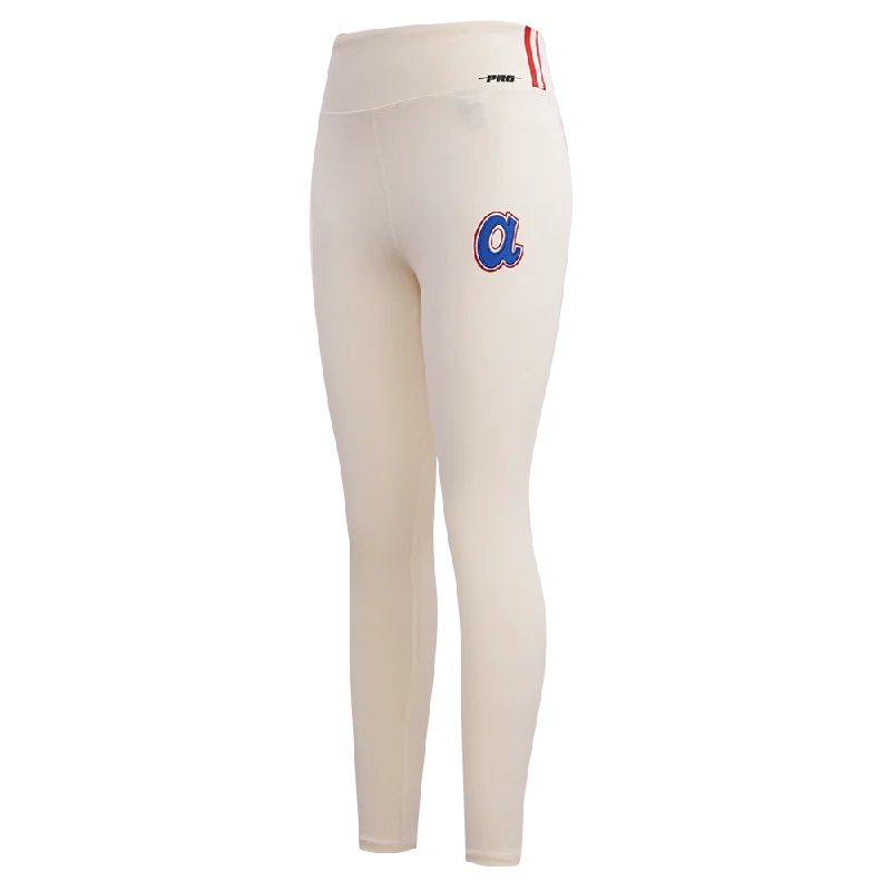 MLB ATLANTA BRAVES RETRO CLASSIC WOMEN'S JERSEY LEGGING (EGGSHELL) Comfortable Bootcut Workout Leggings MLB ATLANTA BRAVES RETRO CLASSIC WOMEN'S JERSEY LEGGING (EGGSHELL) Comfortable Bootcut Workout Leggings