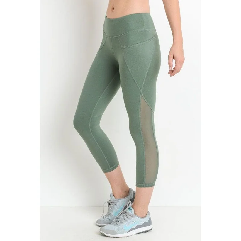 Mesh Overlay Pocket Capri Leggings