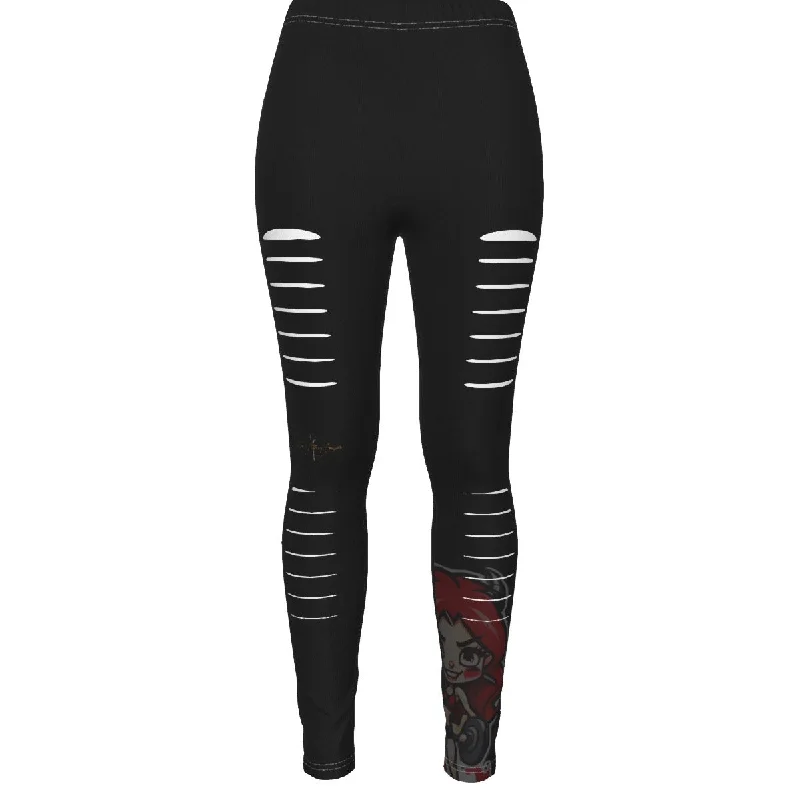 All-Over Print Women's Ripped Leggings little devil themed