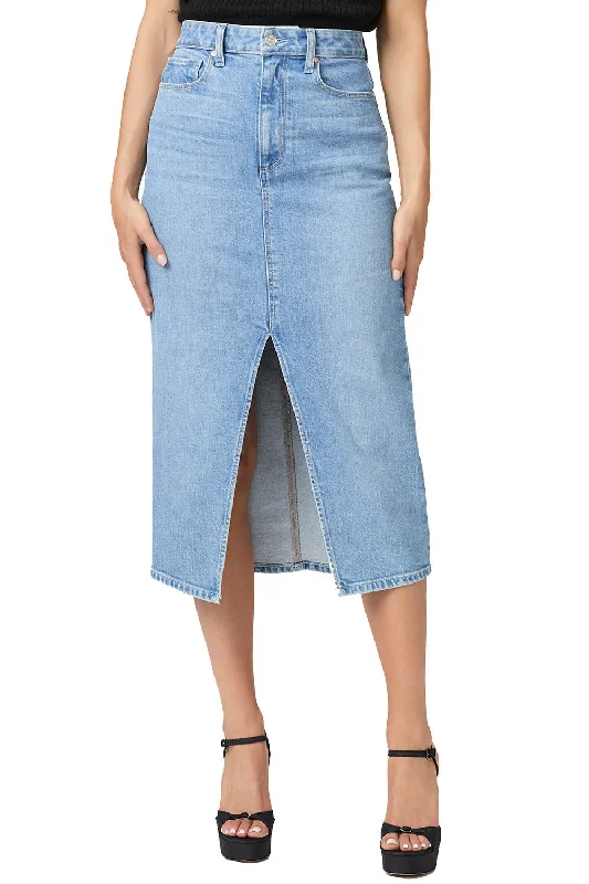 Paige Angela Denim Midi Skirt in Ysabel casual skirt length