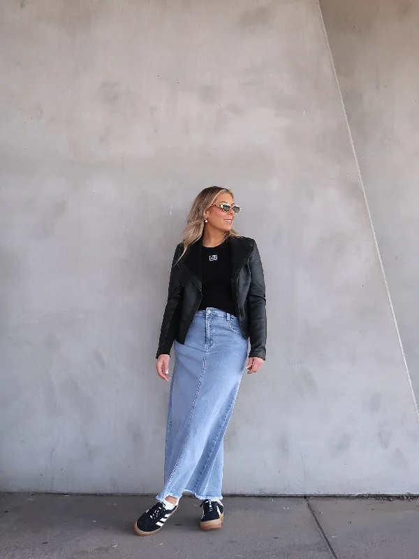 Asher Denim Maxi Skirt - Blue athletic skirt fit