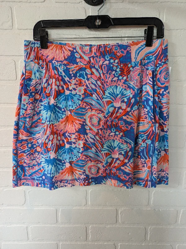 Athletic Skirt By Talbots In Blue & Orange, Size: 8petite belted skirt waist