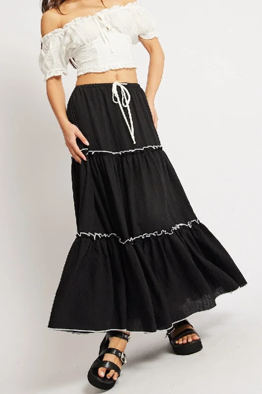 Black Tiered Maxi Skirt