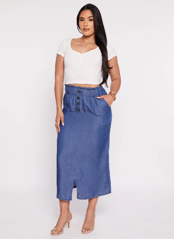 Chambray Paper Bag Waist Skirt