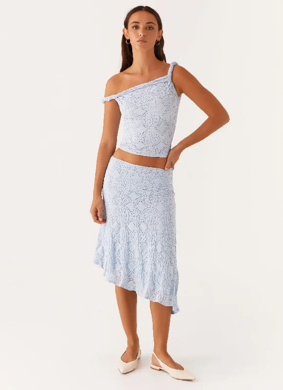 Diamond Sky Midi Skirt - Blue mini skirt trendy