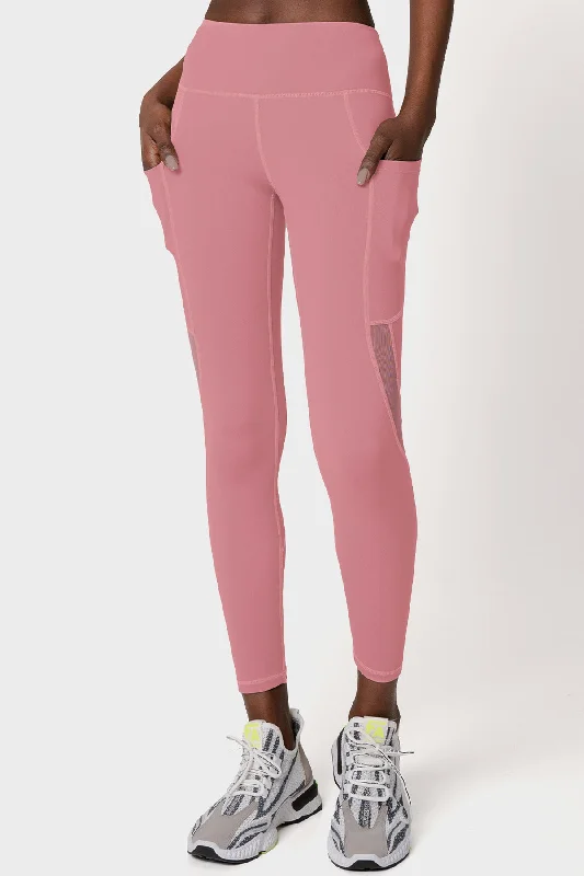 BF SALE! Dusty Pink Cassi Workout Yoga Leggings with Mesh & Pockets - Women