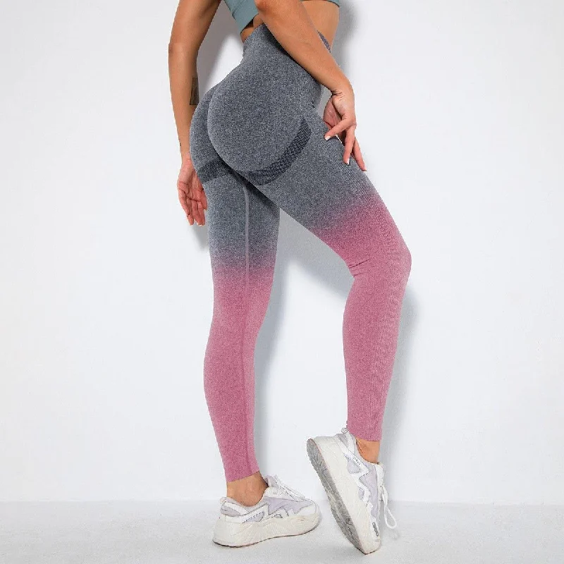 Seamless Yoga Leggings with Gradient Colors