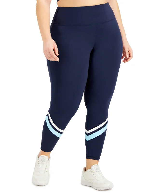 ID Ideology Plus Size Striped Side Pocket 7/8 Leggings