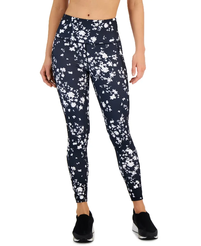 ID Ideology Womens Compression Floral Print Side Pocket 7/8 Leggings