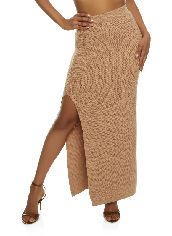 Knit Side Slit Maxi Skirt