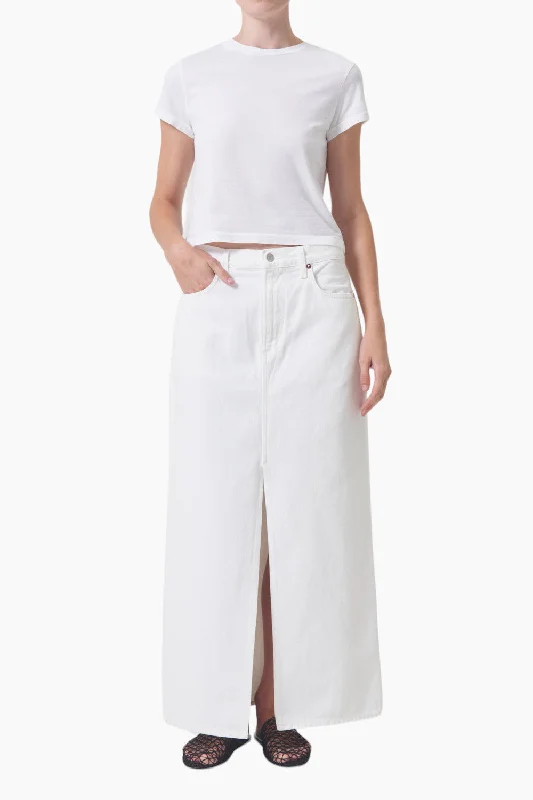 Agolde Leif Maxi Skirt in Milkshake wool skirt sturdy