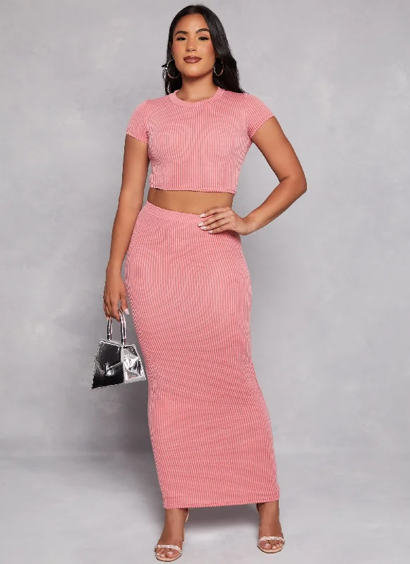 Ribbed High Waist Maxi Skirt