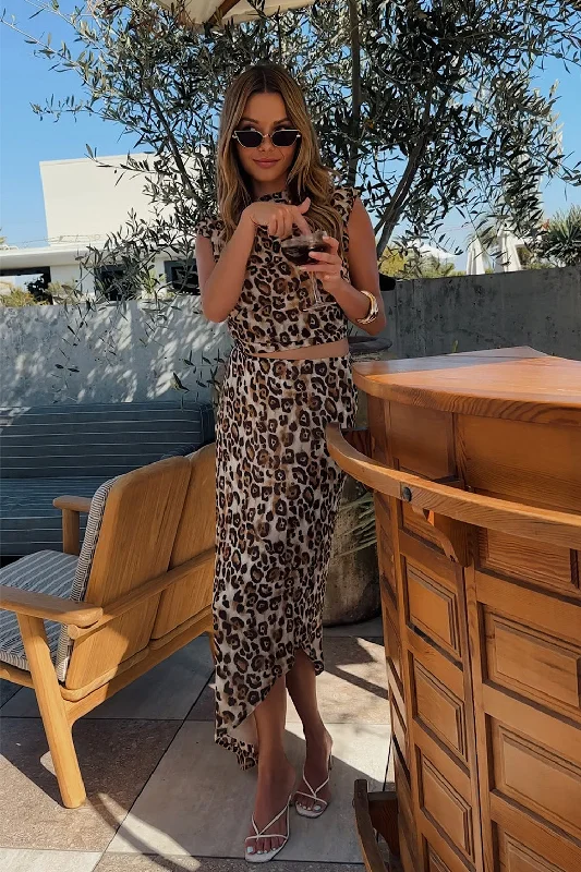 Mila Leopard Maxi Skirt corduroy skirt textured