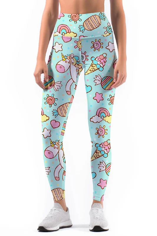 My Friend Unicorn Lucy Printed Performance Yoga Leggings - Women