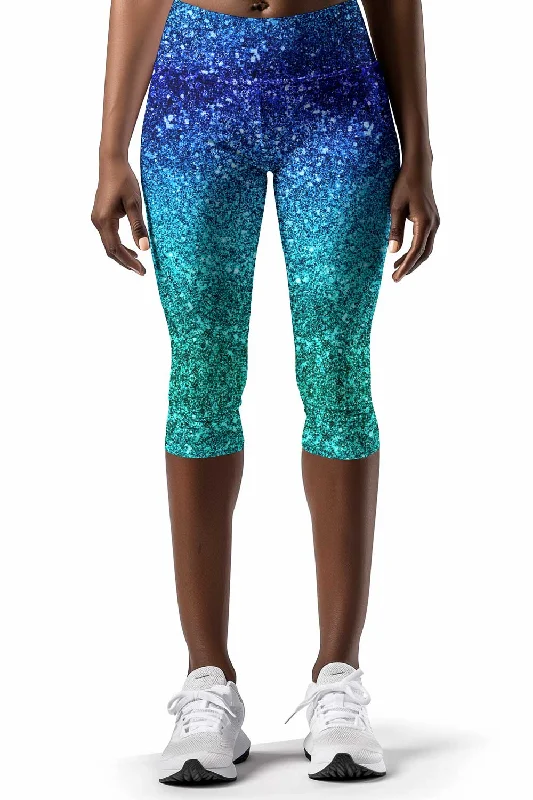 Ocean Drive Ellie Blue Performance Yoga Capri Leggings - Women