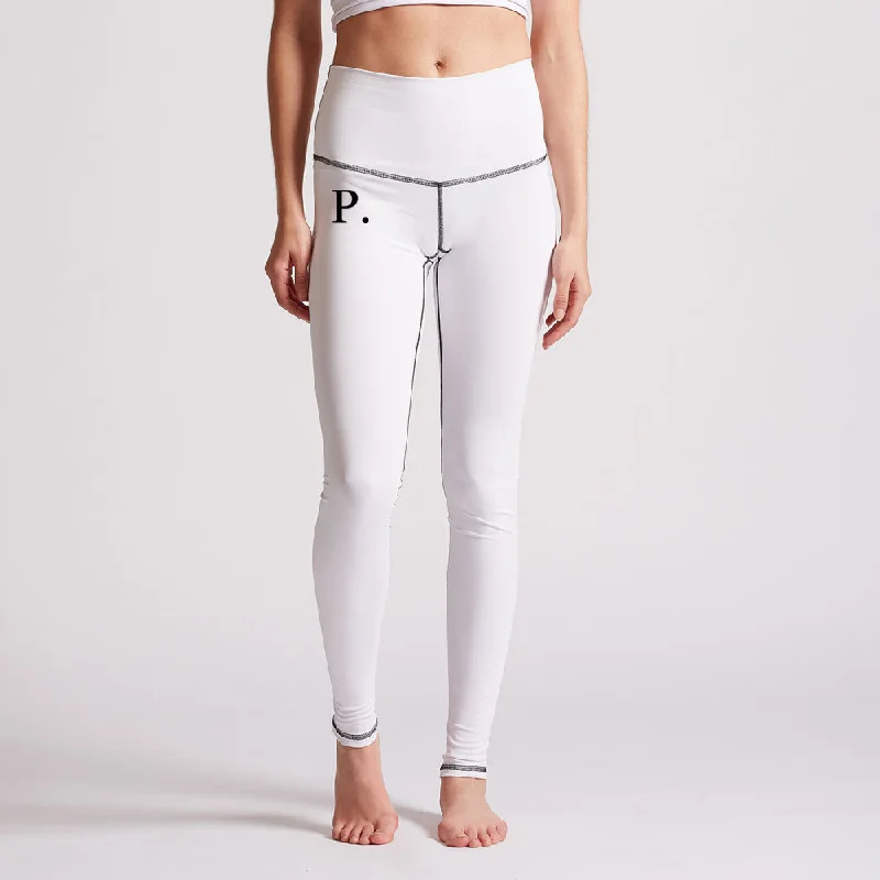 Plain High Waist White Leggings