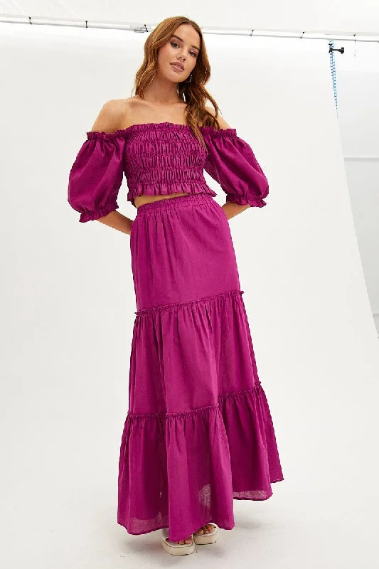 Purple Maxi Skirt Tiered