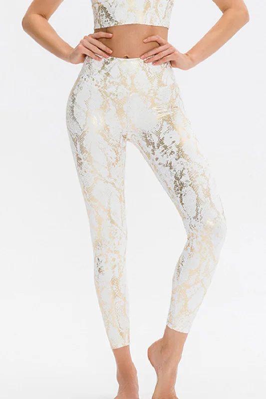 Snakeskin Elastic Waistband Yoga Leggings