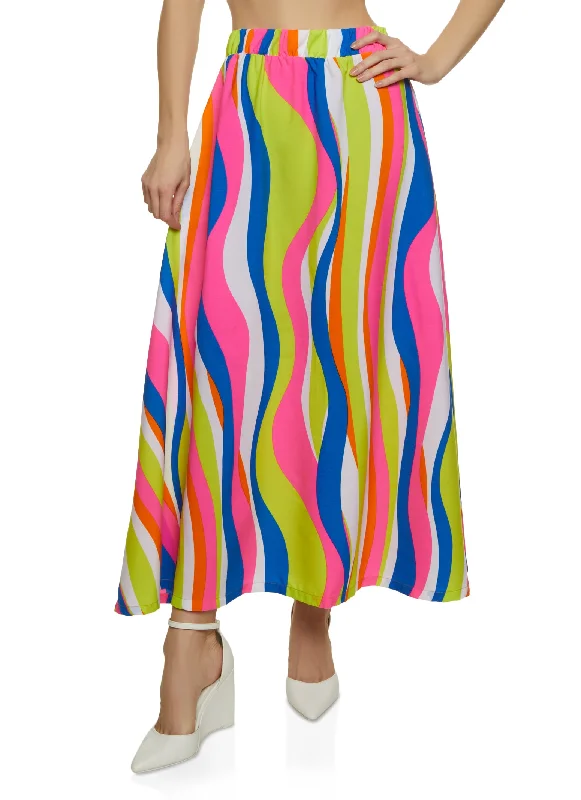 Printed High Waist Maxi Skirt