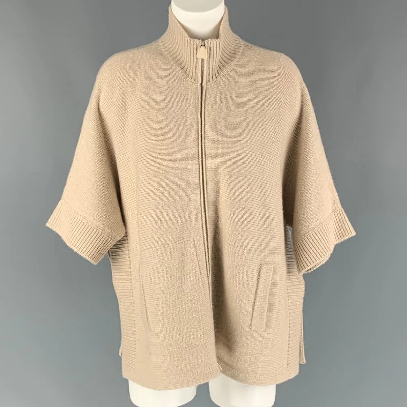 AKRIS Size 8 Oatmeal Textured 3/4 Sleeves Sweater