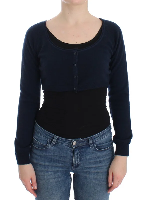 Chic Cashmere-Blend Cropped Sweater in Blue