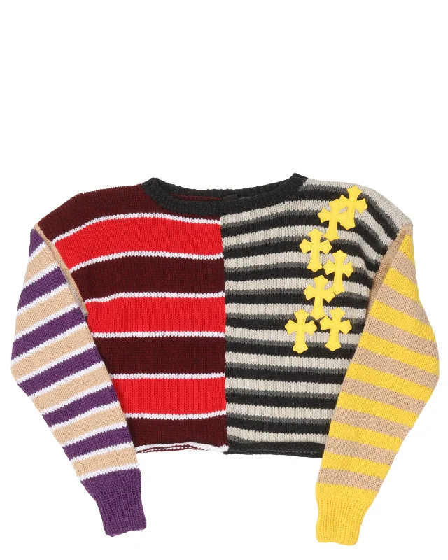 Cashmere Cross Patch Cropped Sweater