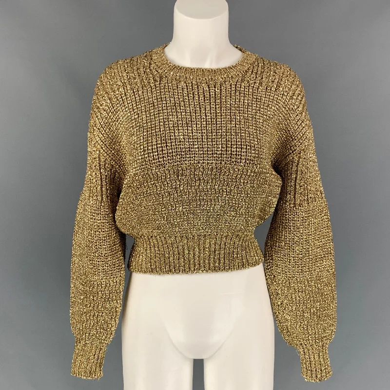 COMME des GARCONS Size M Gold Knitted Metallic Cropped Sweater