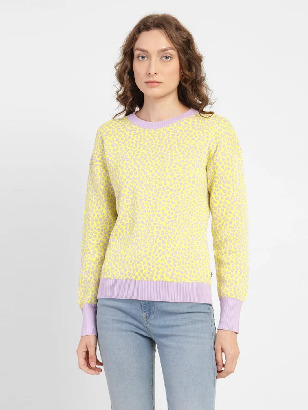 Women's Printed Crew Neck Sweater