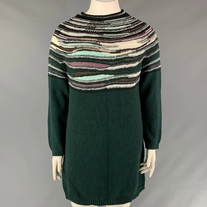 M MISSONI Size 12 Multi-Color Knitted Wool Blend Green Sweater