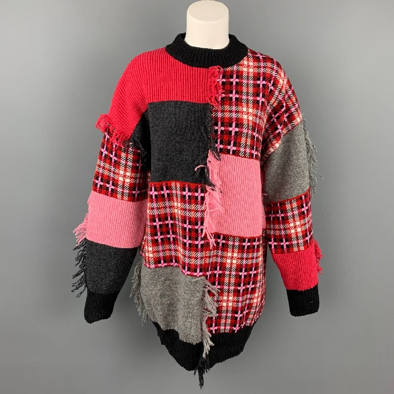 MSGM Size M Red & Pink Wool / Acrylic Oversized Sweater