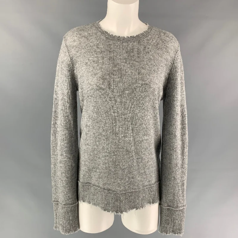 R13 Size S Grey Heather Distressed Cashmere Sweater