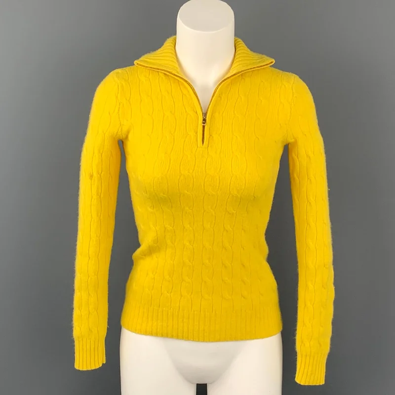 RALPH LAUREN Black Label Size XS Yellow Knitted Cashmere Sweater