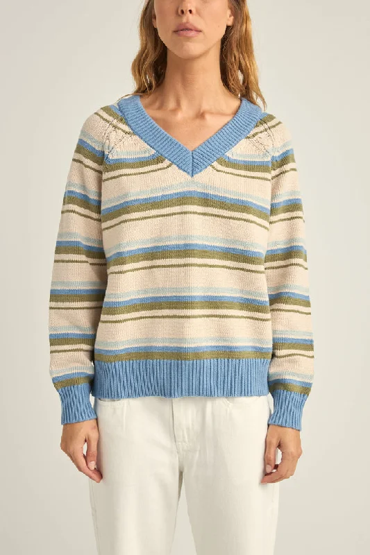 Rhythm Distant Shores Striped Sweater - BLUE STRIPE