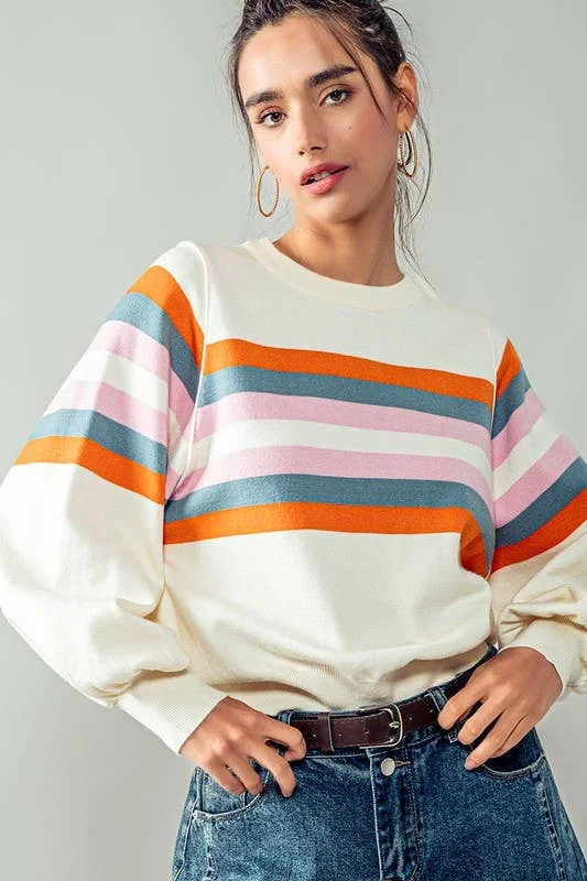 Cream Multi-Stripe Sweater