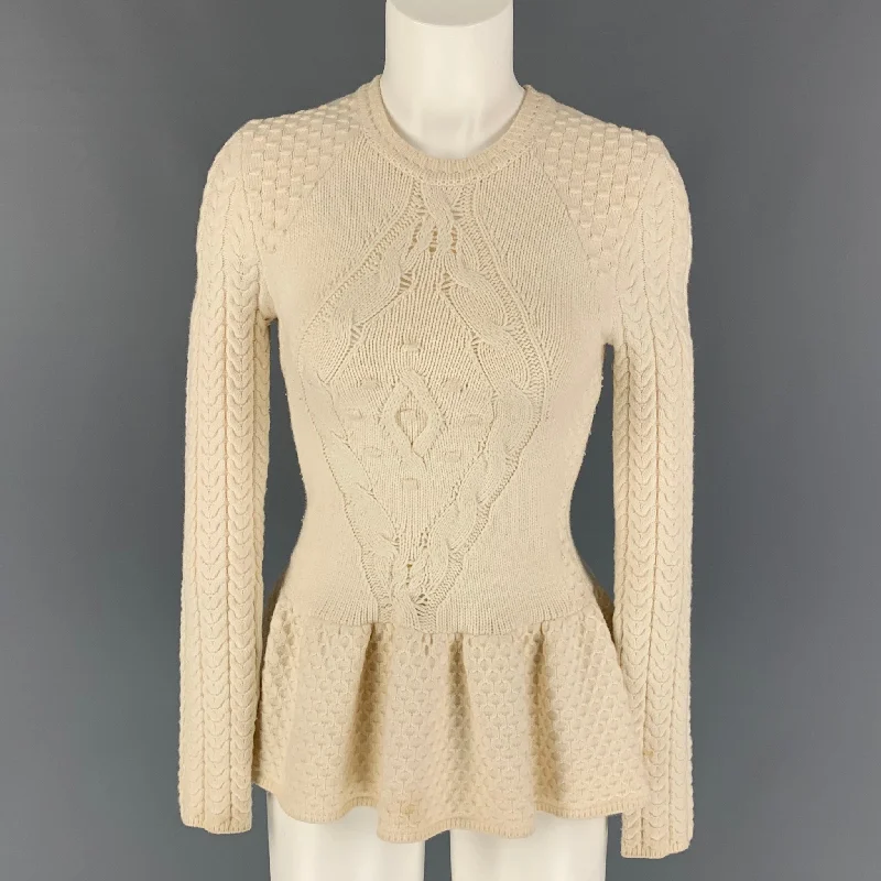 Vintage RONNY KOBO Size XS Cream Viscose Blend Textured Flared Sweater