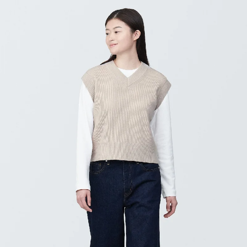 Ribbed Knit V-Neck Short Sweater Vest