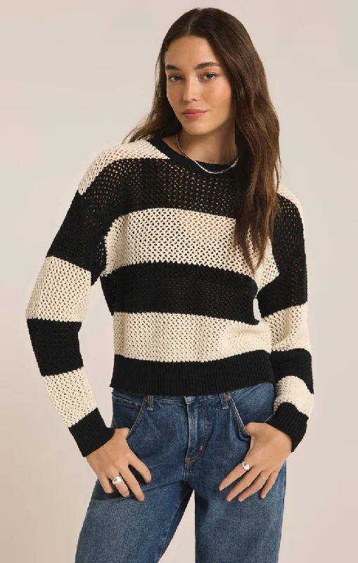 Z-Supply Broadbeach Stripe Sweater - BLACK