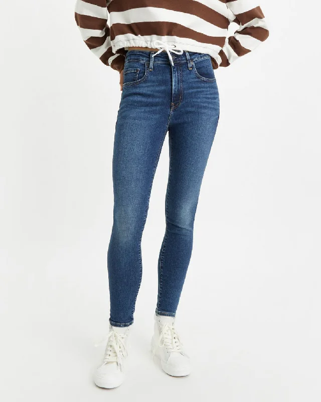 Levi's® Womens 721 High Rise Skinny Jeans - Blue Wave Dark Fashionable Raw Hemmed Jeans Levi's® Womens 721 High Rise Skinny Jeans - Blue Wave Dark Fashionable Raw Hemmed Jeans