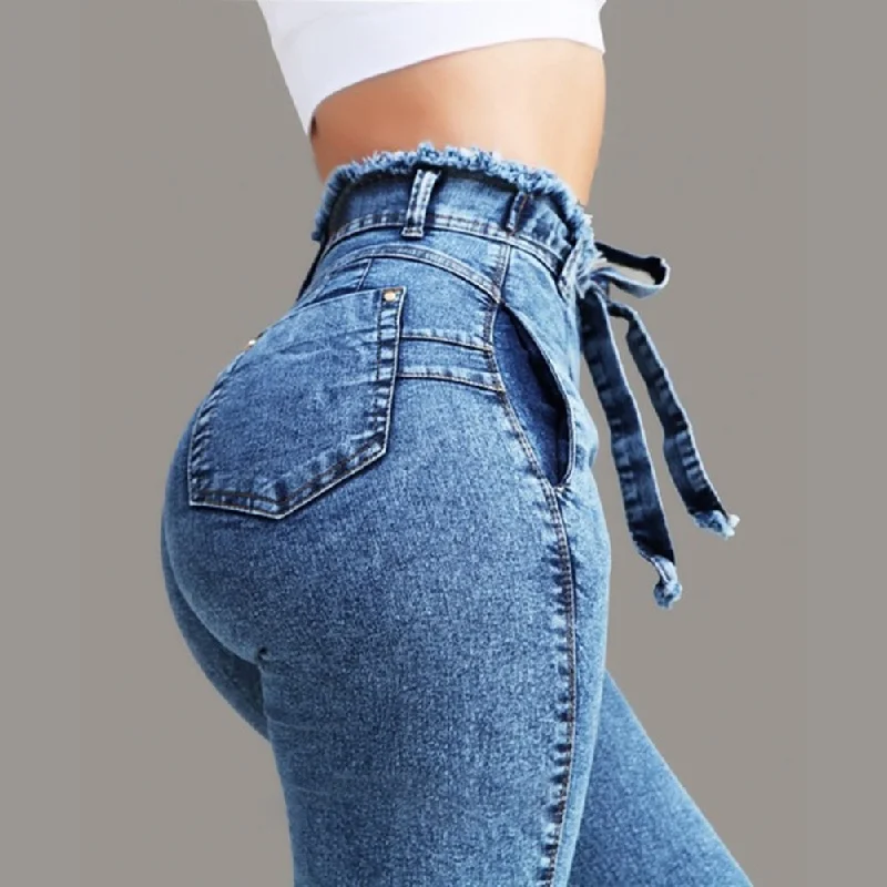 2019 Fashion sexy Long Pants Plus Size Fashion Belted High Waist Skinny Jeans Women Stretch Denim Long Pants Trendy Skinny High-Waist Jeans 2019 Fashion sexy Long Pants Plus Size Fashion Belted High Waist Skinny Jeans Women Stretch Denim Long Pants Trendy Skinny High-Waist Jeans