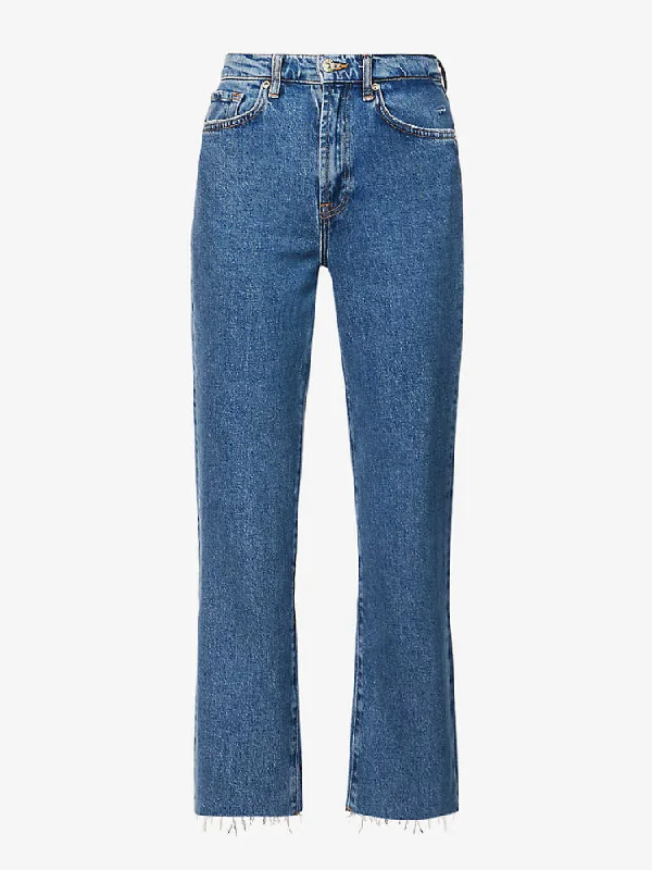 7 For All Mankind Logan Stovepipe Blaze Jeans with Raw Cut Hem