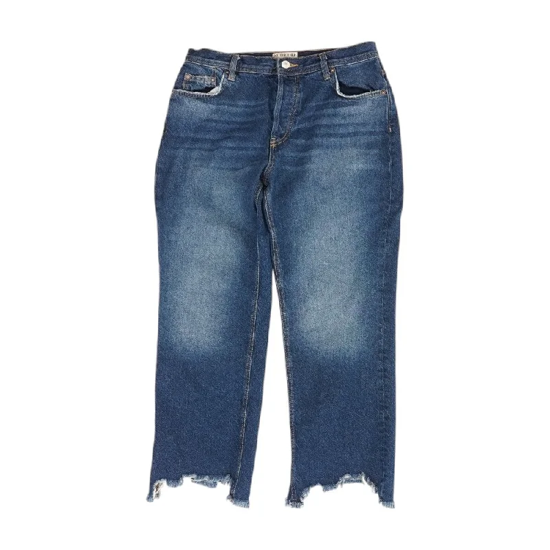 Blue Solid High Rise Regular Jeans